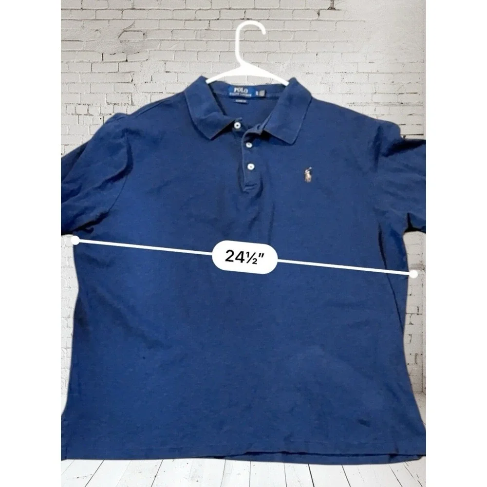 🔥Polo Ralph Lauren🤑‎ Navy Blue Cotton Polo Classic Fit Shirt Soft Men's XL T